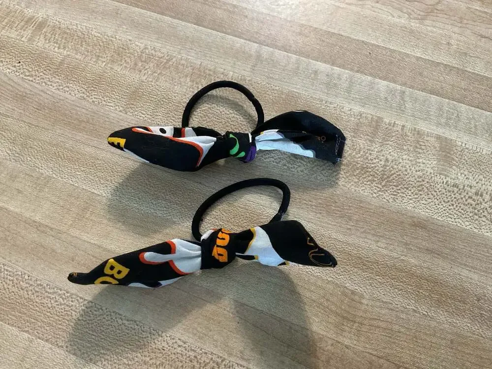Halloween Ghost Print Bow Hair Scrunchies Set of 2